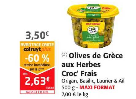 olives de grèce aux herbes croc' frais