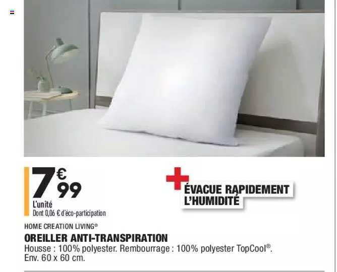 oreiller anti-transpiration home creation living