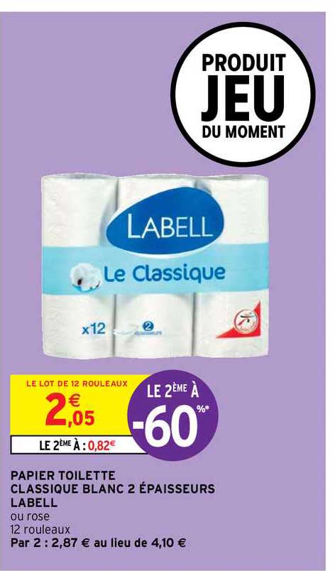 papier toilette classique blanc 2 épaisseurs labell