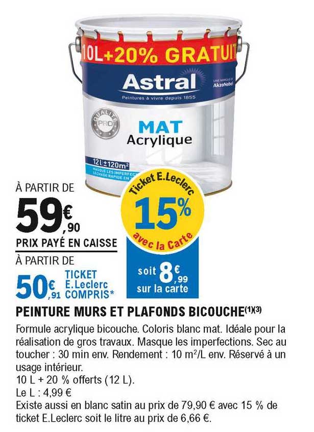 peinture murs et plafonds bicouche astral