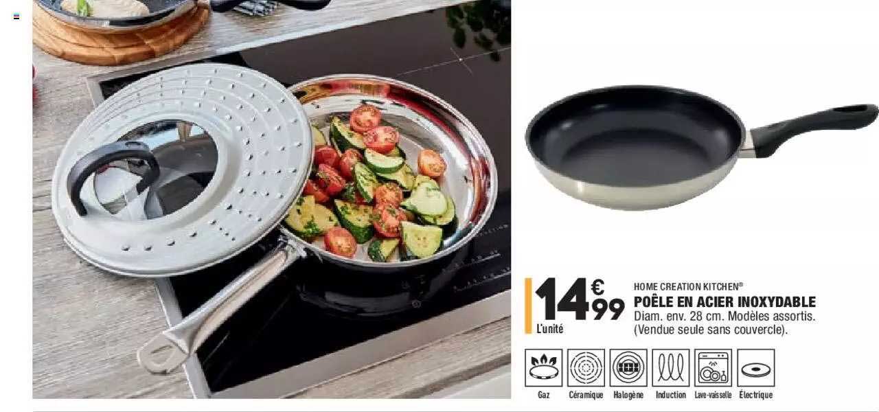 poêle en acier inoxydable home creation kitchen