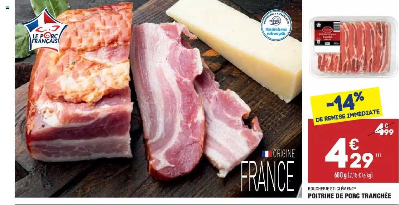 Poitrine De Porc Tranchée Boucherie St-clément