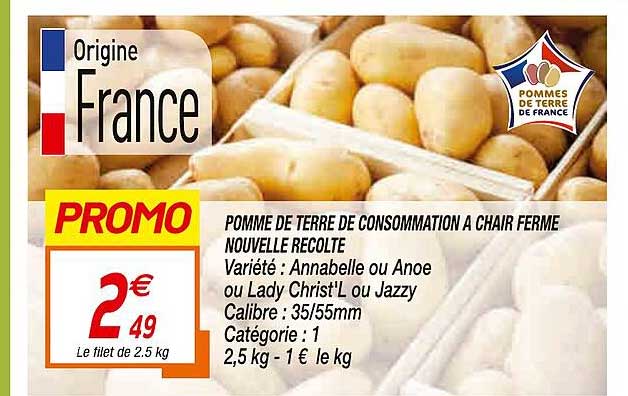 pomme de terre de consommation à chair ferme nouvelle récolte