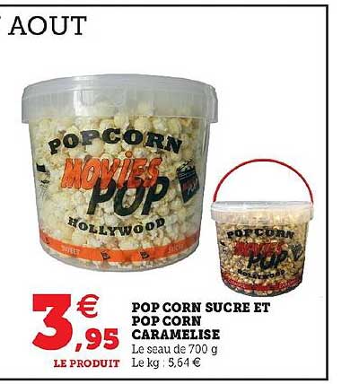 pop corn sucré et pop corn caramélisé