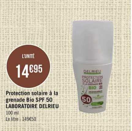 protection solaire à la grenade bio spf 50 laboratoire delrieu