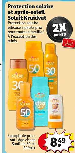 protection solaire et après-soleil solait kruidvat