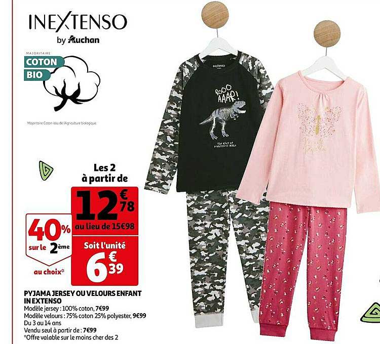 pyjama jersey ou velours enfant in extenso