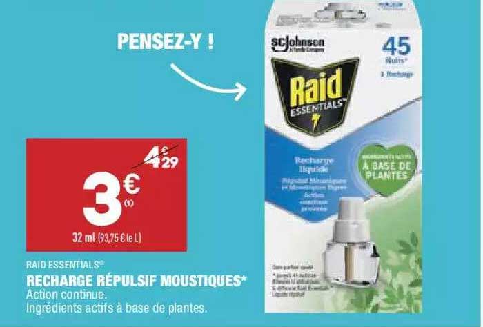 Recharge Répulsif Moustiques Raid Essentials