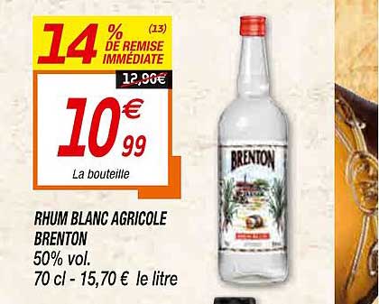 Rhum Blanc Agricole Brenton