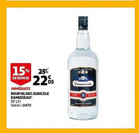 Rhum Blanc Agricole Damoiseau