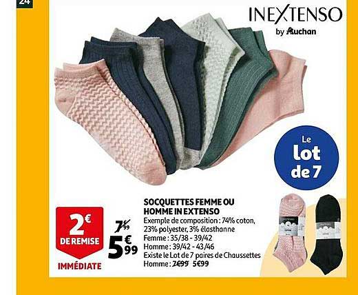 socquettes femme ou homme in extenso
