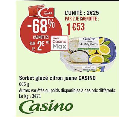 Sorbet Glacé Citron Jaune Casino