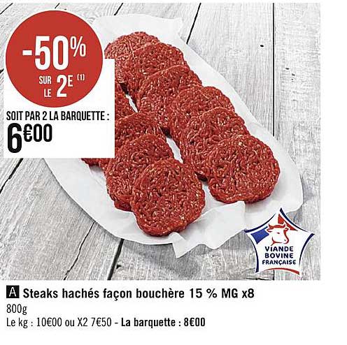 steaks hachés façon bouchère 15% mg x8