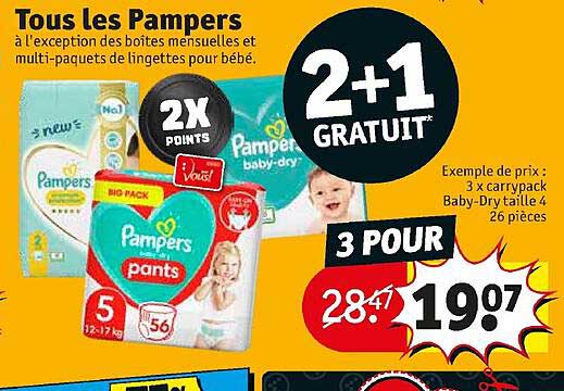 Tous Les Pampers 2+1 Gratuit