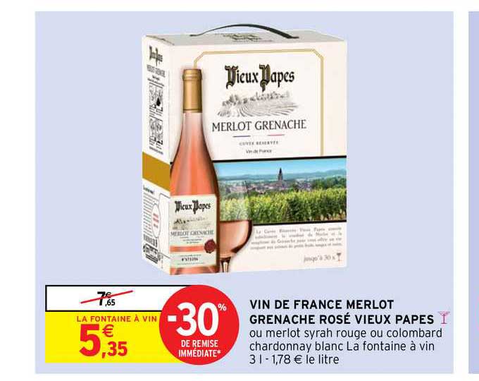 vin de france merlot grenache rosé vieux papes