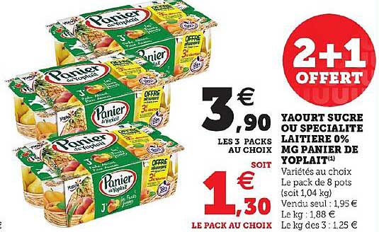 Yaourt Sucré Ou Spécialité Laitière 0% Mg Panier De Yoplait