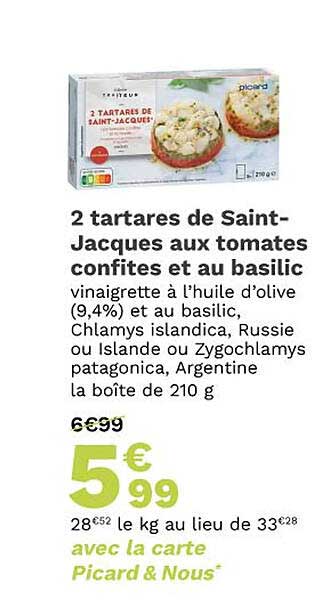 2 tartares de saint-jacques aux tomates confites et au basilic