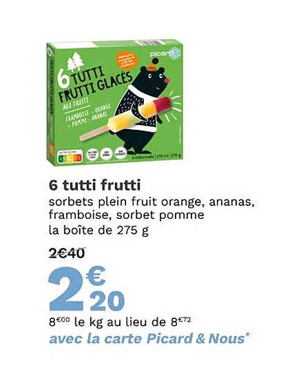 6 tutti frutti