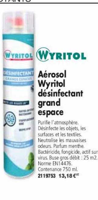 Aérosol Wyritol Désinfectant Grand Espace