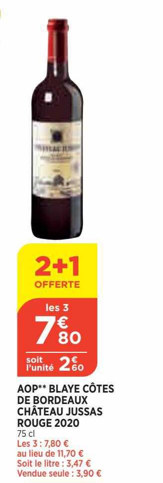 Aop Blaye Côtes De Bordeau Château Jussas Rouge 2020