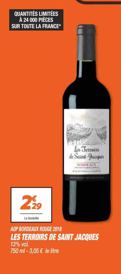aop bordeaux rouge 2018 les terroirs de saint jacques