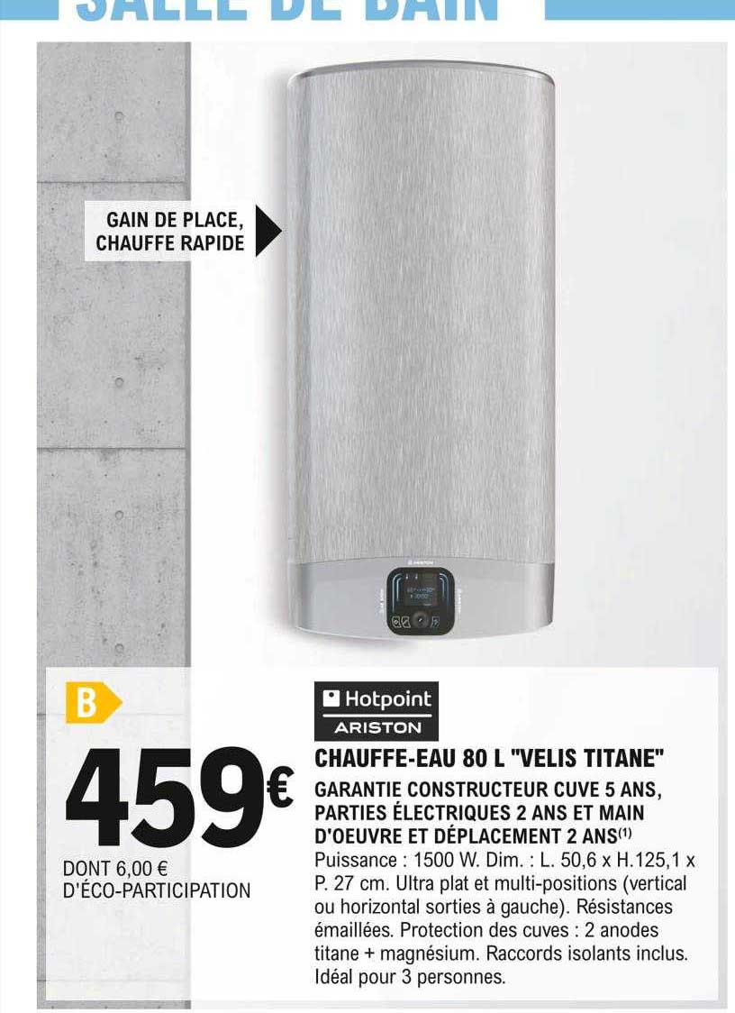 ariston chauffe-eau 80l "velis titane"