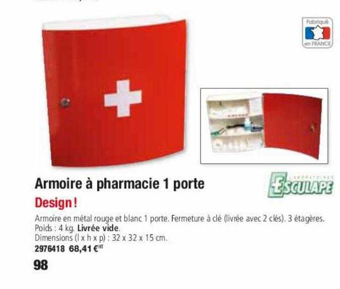 armoire à pharmacie 1 porte esculape