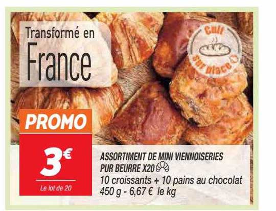 assortiment de mini viennoiseries pur beurre x20