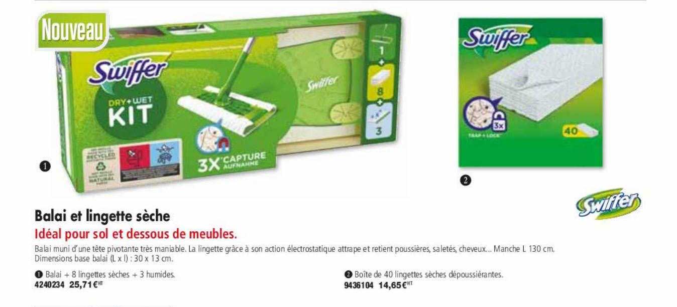 balai et lingette sèche swiffer