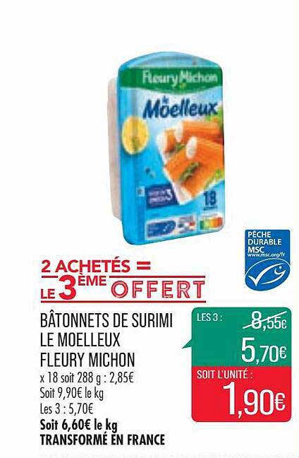 bâtonnets de surimi le moelleux fleury michon