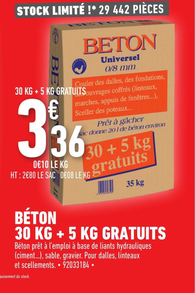 béton 30 kg + 5 kg gratuits