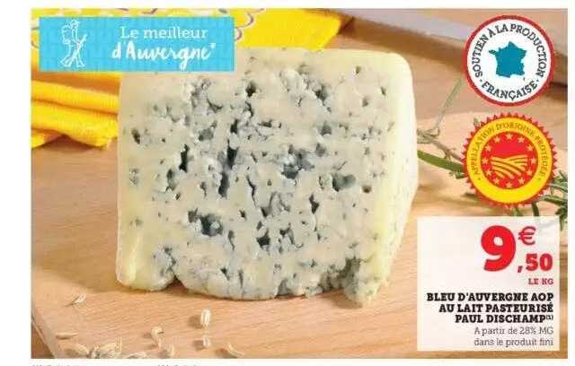 bleu d'auvergne aop au lait pasteurisé paul dischamp