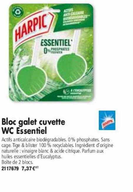 bloc galet cuvette wc essentiel harpic
