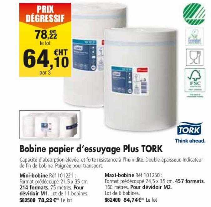 bobine papier d'essuyage plus tork