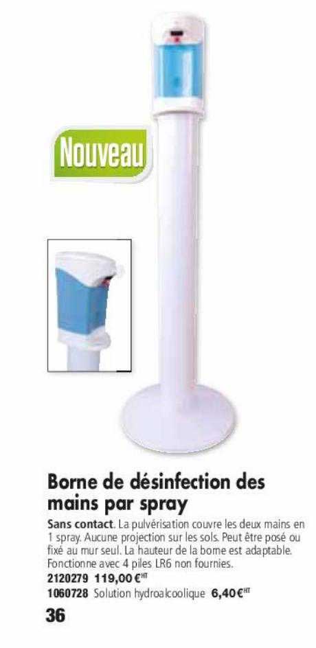 borne de désinfection des mains par spray