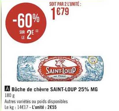 bûche de chèvre saint-loup 25% m.g.