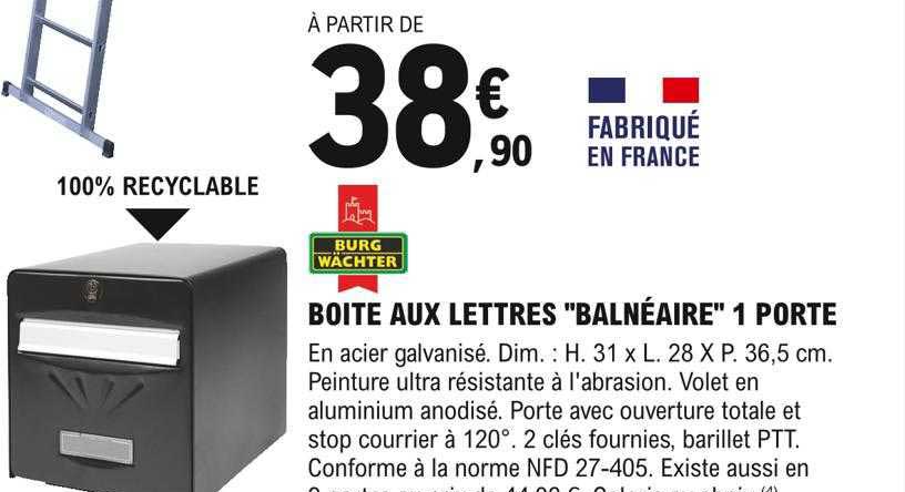 burg wächter boite aux lettres balnéaire 1 porte