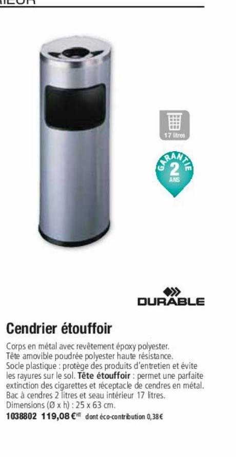 Cendrier étouffoir Durable