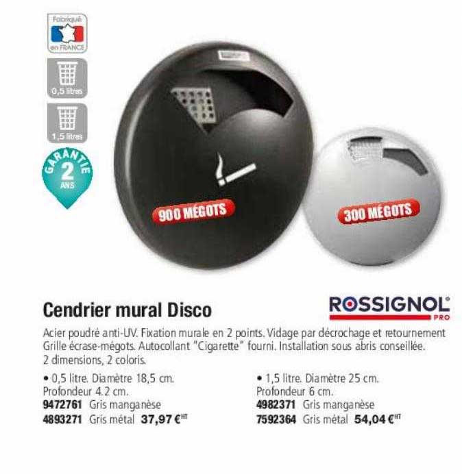 cendrier mural disco rossignol