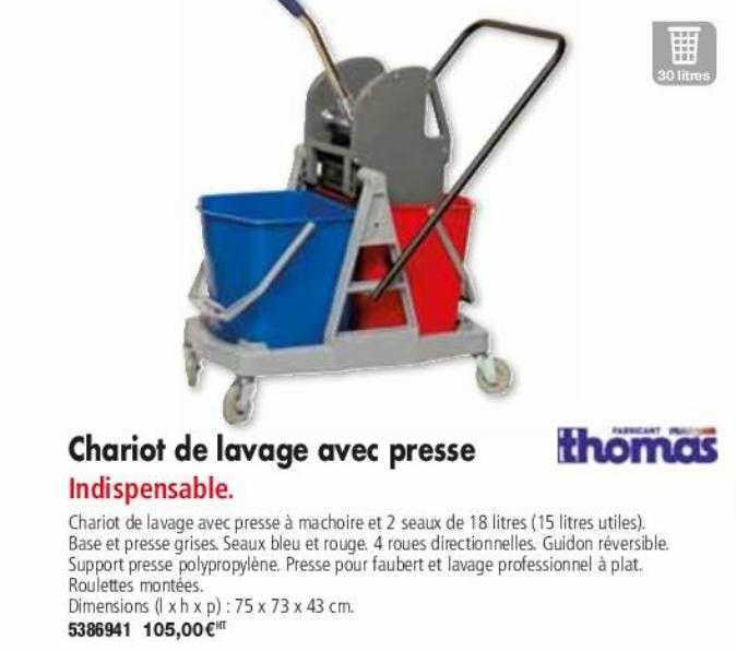 Chariot De Lavage Avec Presse Thomas