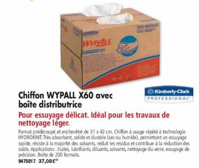 chiffon wypall x60 avec boîte distributrice