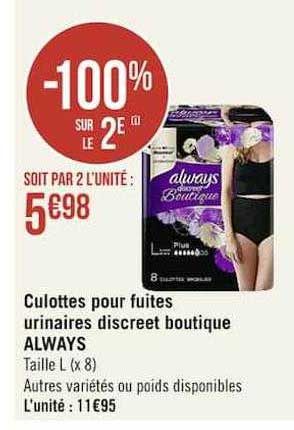 culottes pour fuites urinaires discreet boutique always