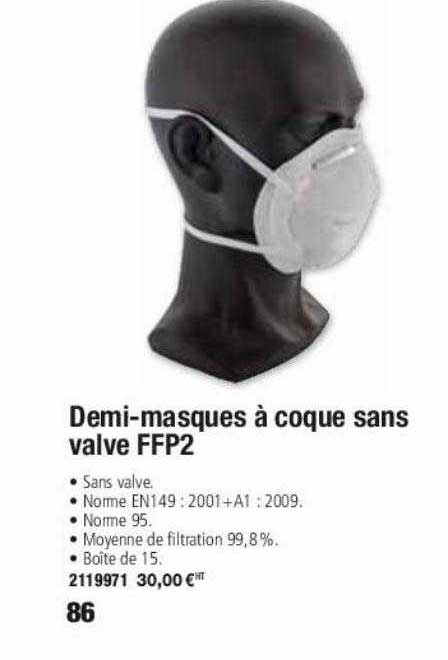 demi-masques à coque sans valve ffp2