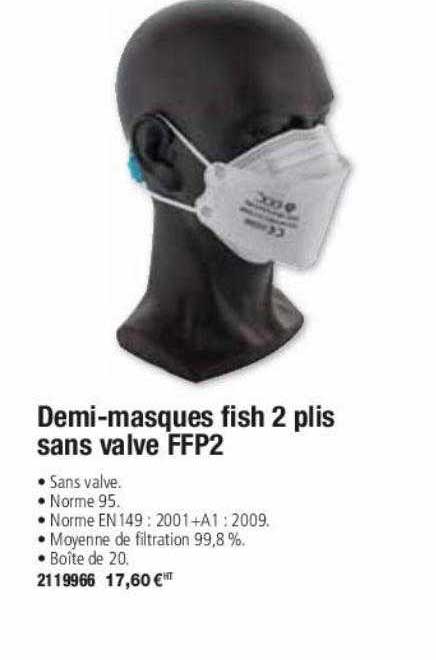 demi-masques fish 2 plis sans valve ffp2