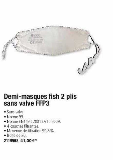 demi-masques fish 2 plis sans valve ffp3
