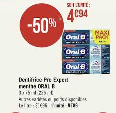 dentifrice pro expert menthe oral b