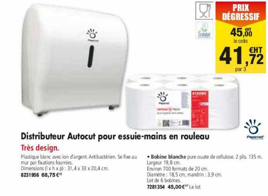 distributeur autocut pour essuie-mains en rouleau