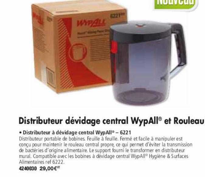 distributeur dévidage central wypAll et rouleau