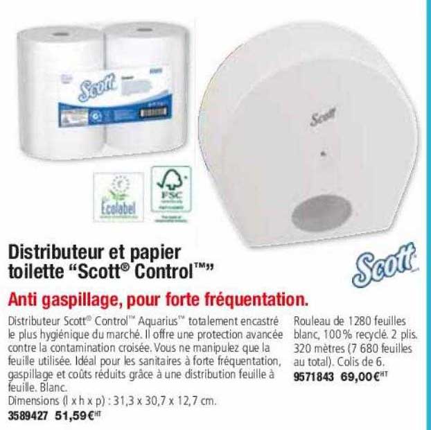 Distributeur Et Papier Toilette "scott Control"