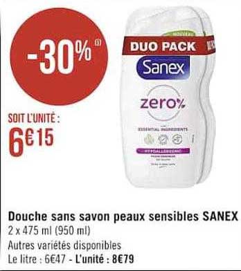 douche sans savon peaux sensibles sanex